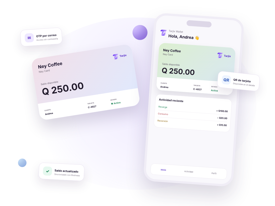 Vista de Tarjix Wallet y tarjeta digital